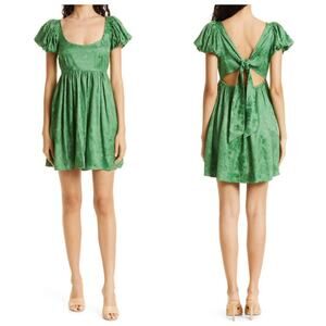 NEW byTiMo Floral Jacquard Babydoll Minidress Emerald